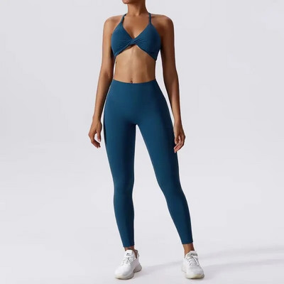 Naiste hingav, kiirelt kuivav spordijoogaülikond Soliidne seksikas spordiriietus Naiste komplekti treeningriided naiste komplekti Fintessi aktiivrõivad