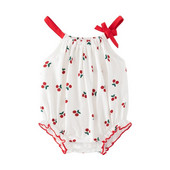 Vasaras bezpiedurkņu kokvilnas jaundzimušo bērnu bodiji ķiršu apdruka meiteņu kombinezoni viengabala apģērbi