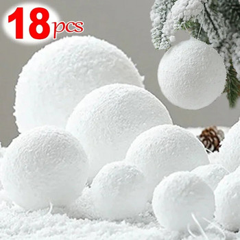 Коледни топки от бяла пяна Орнаменти за коледно дърво Висяща топка с висулка Празнична Нова година Сватбено парти Консумативи за декорация на дома