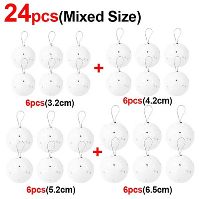 Fehér hab karácsonyi bálok Díszek karácsonyfára függő medál golyó Ünnep újév esküvői parti lakberendezési kellékek