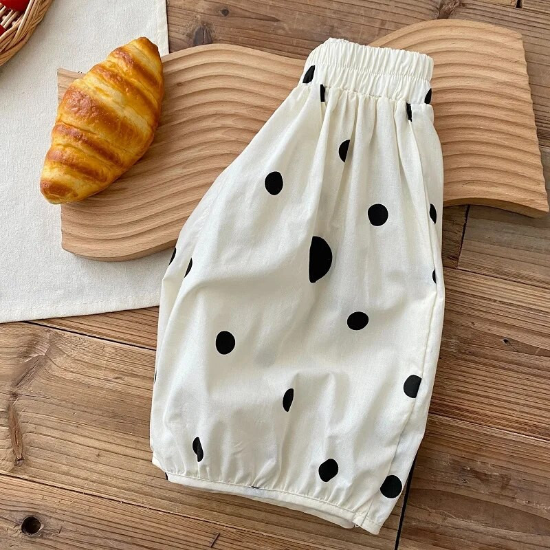 Καλοκαίρι 2023 Παιδικό παντελόνι κοριτσιών 0-6 ετών Παιδικό Παιδικό ελαστικό πουά με φαρδύ παντελόνι ψηλό γόνατο στο κάτω μέρος Ρούχα Κορέας