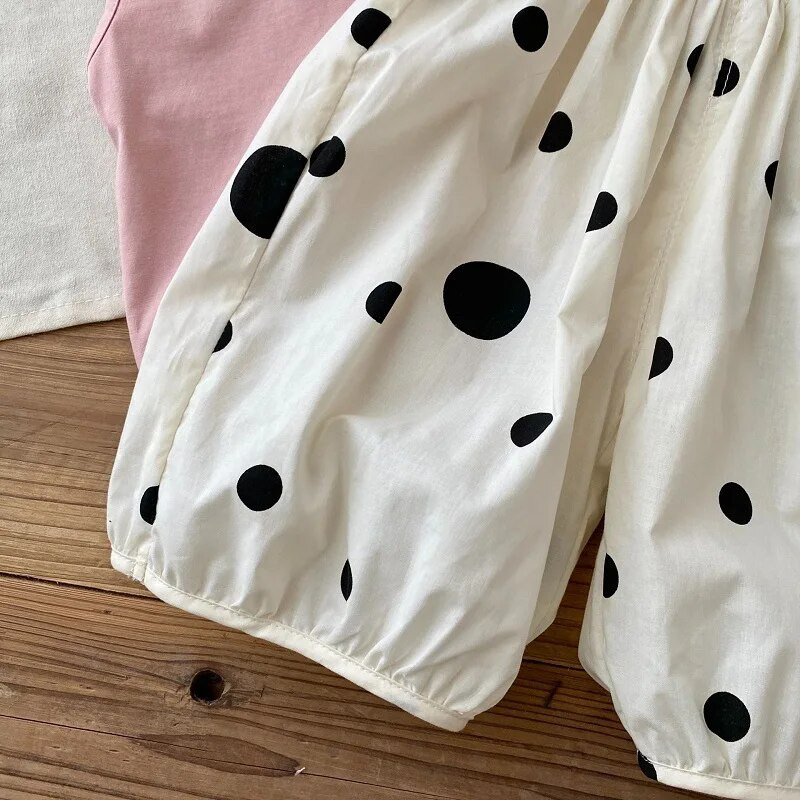 Καλοκαίρι 2023 Παιδικό παντελόνι κοριτσιών 0-6 ετών Παιδικό Παιδικό ελαστικό πουά με φαρδύ παντελόνι ψηλό γόνατο στο κάτω μέρος Ρούχα Κορέας