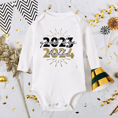 Tere, 2024. aasta vastsündinud beebipüksid pikkade varrukatega imikute kombinesoon See on minu esimene uusaasta beebipoistele tüdrukutele uusaasta ropa riided