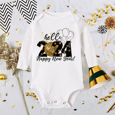 Tere, 2024. aasta vastsündinud beebipüksid pikkade varrukatega imikute kombinesoon See on minu esimene uusaasta beebipoistele tüdrukutele uusaasta ropa riided