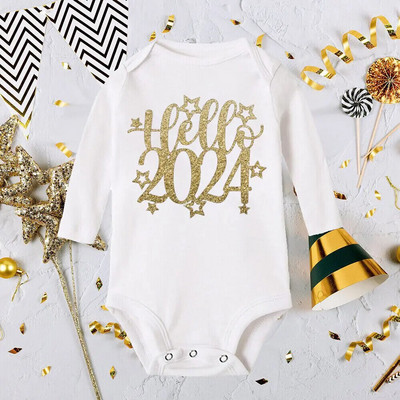 Tere, 2024. aasta vastsündinud beebipüksid pikkade varrukatega imikute kombinesoon See on minu esimene uusaasta beebipoistele tüdrukutele uusaasta ropa riided