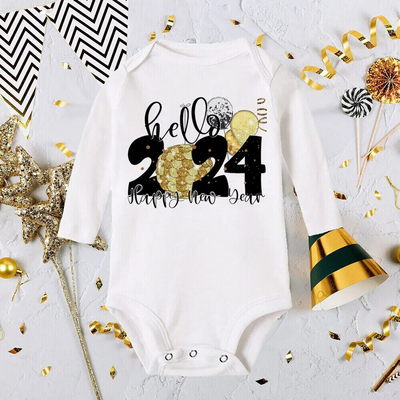 Tere, 2024. aasta vastsündinud beebipüksid pikkade varrukatega imikute kombinesoon See on minu esimene uusaasta beebipoistele tüdrukutele uusaasta ropa riided