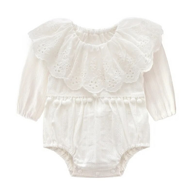 2023. gada pavasaris ar garām piedurknēm Peter pan Apkakles Meiteņu bodiji Princešu zīdaiņu meiteņu kombinezoni Apģērbi Apģērbi