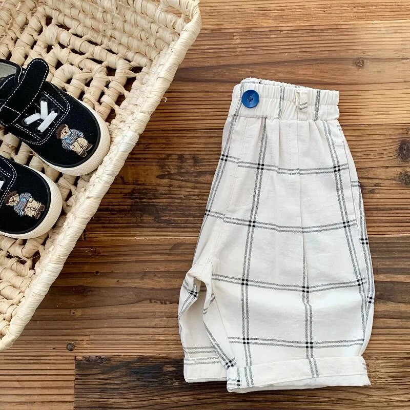 Casual παιδικά σορτς 0-6 ετών Μικρό παιδί Παιδικά αγόρια Κοριτσάκι Ελαστική μέση καρό ψηλό γόνατο Παντελόνι κάτω τσέπη Καλοκαιρινά ρούχα