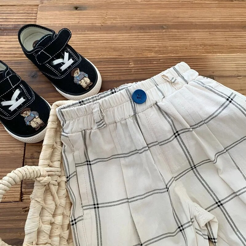 Casual παιδικά σορτς 0-6 ετών Μικρό παιδί Παιδικά αγόρια Κοριτσάκι Ελαστική μέση καρό ψηλό γόνατο Παντελόνι κάτω τσέπη Καλοκαιρινά ρούχα