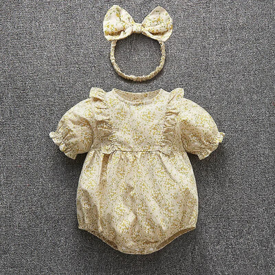 Suvised lühikeste varrukatega vastsündinud beebitüdruku püksid Printsessi pitsilised tüdrukute kombinesoonid