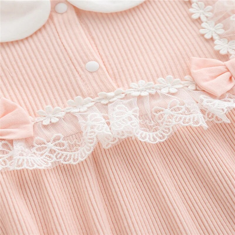 Suvised lühikeste varrukatega vastsündinud beebitüdruku püksid Printsessi pitsilised tüdrukute kombinesoonid