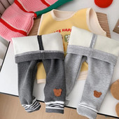 Uued talvised lapsed, tüdrukud, sametretuusid 0–5-aastased väikelapsed, elastsed vöökohad, karu all, püksid, triibulised ülerõivad, soojad sügisriided