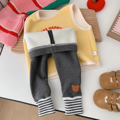 Uued talvised lapsed, tüdrukud, sametretuusid 0–5-aastased väikelapsed, elastsed vöökohad, karu all, püksid, triibulised ülerõivad, soojad sügisriided