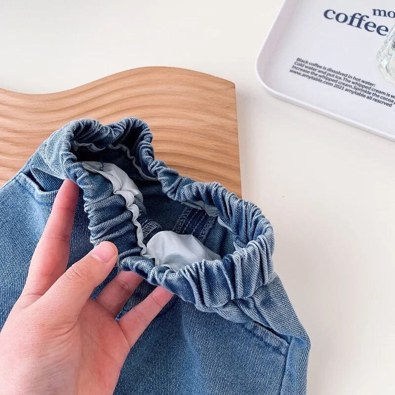 2023-as divat Gyermek lány farmernadrág 0-6 éves kisgyermek gyerekeknek rugalmas derékhímzés széles szárú farmer nadrág, tavaszi ruhákhoz