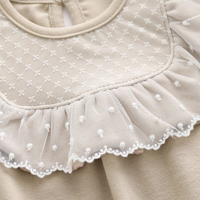 Ανοιξιάτικη φθινοπωρινή δαντέλα Νεογέννητο κοριτσάκι Ρούχα Πριγκίπισσα Ολόσωμη φόρμα Σετ ρούχων Κοριτσίστικο κορμάκι+ Καπέλα