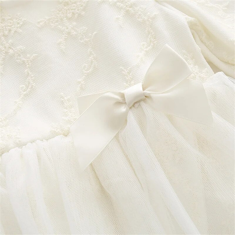 Φθινοπωρινό Δαντελένιο Φιόγκο Νεογέννητο Κοριτσάκι Φορμάκια Μακρυμάνικα Πριγκίπισσα Κορίτσια Φορμάκια Ρούχα + Καπέλα