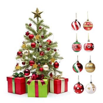 1 κουτί 3/4/ 6cm χριστουγεννιάτικο δέντρο μπάλα με τελεία Snowflake ριγέ κόκκινο κρεμαστό μπαλάκι για Diy Χριστουγεννιάτικο Δέντρο Εορταστική διακόσμηση πάρτι