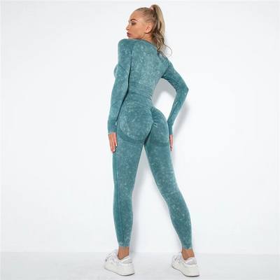 Vasaras šorti sporta zāles komplekts Sieviešu garām piedurknēm Crop Top sporta kostīmi Fitness Push Up legingi Treniņu komplekti Sieviešu jogas apģērbs Apģērbs