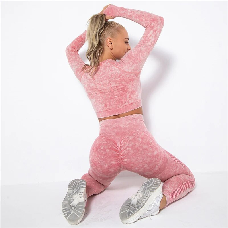 Vasaras šorti sporta zāles komplekts Sieviešu garām piedurknēm Crop Top sporta kostīmi Fitness Push Up legingi Treniņu komplekti Sieviešu jogas apģērbs Apģērbs