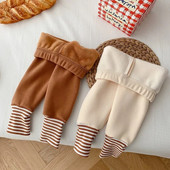Vaikiški antblauzdžiai 0–5 m. Vaikams berniukams mergaitėms elastinga juosmuo dryžuota vilna stora šilta kelnių apatinė apatinė viršutinė apranga Laisvalaikio žieminiai drabužiai