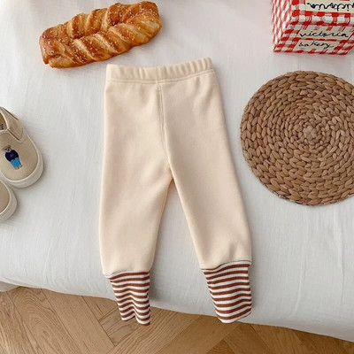 Vaikiški antblauzdžiai 0–5 m. Vaikams berniukams mergaitėms elastinga juosmuo dryžuota vilna stora šilta kelnių apatinė apatinė viršutinė apranga Laisvalaikio žieminiai drabužiai