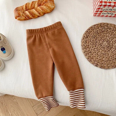 Vaikiški antblauzdžiai 0–5 m. Vaikams berniukams mergaitėms elastinga juosmuo dryžuota vilna stora šilta kelnių apatinė apatinė viršutinė apranga Laisvalaikio žieminiai drabužiai