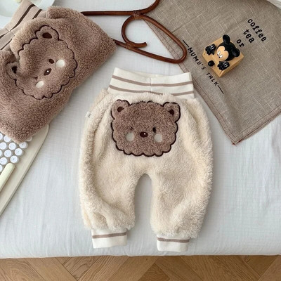 2023. gada ziemas bikses zīdaiņiem 0–2 gadi jaundzimušajam zēnam, meitenei ar augstu vidukli, multfilma, lācis, PP, bikses, flīss, biezs, silts apakšējais apģērbs.