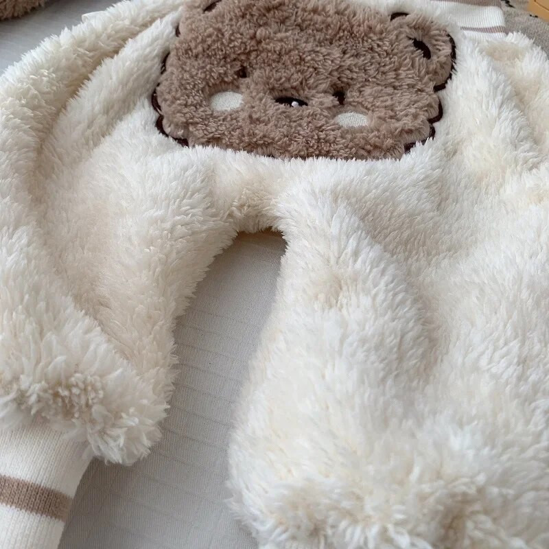 2023. gada ziemas bikses zīdaiņiem 0–2 gadi jaundzimušajam zēnam, meitenei ar augstu vidukli, multfilma, lācis, PP, bikses, flīss, biezs, silts apakšējais apģērbs.