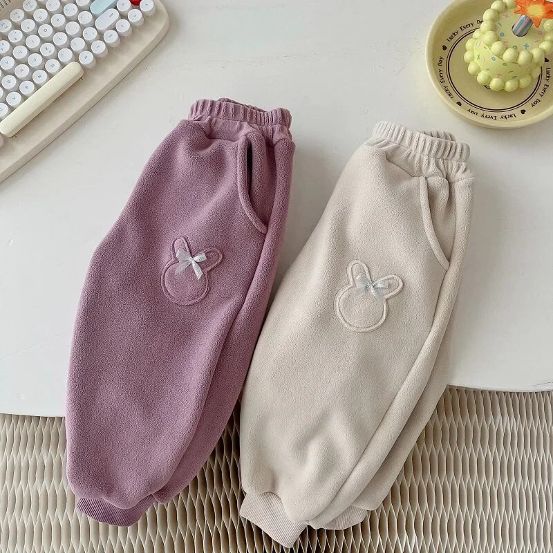 Aranyos gyerek lány nadrág 0-5 éves kisgyermek gyerekeknek egyszínű rugalmas derék masni Polar polár kocogó nadrág felsőruházat téli ruhák