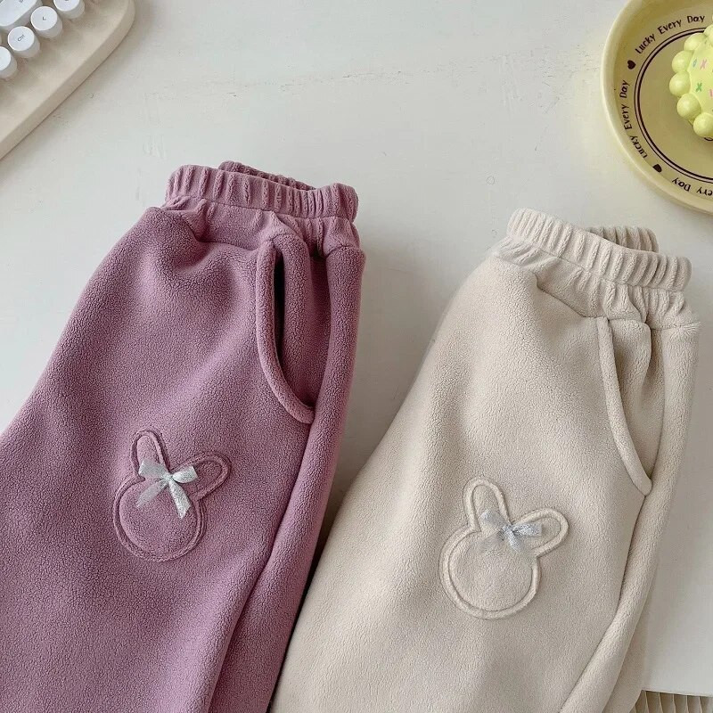 Aranyos gyerek lány nadrág 0-5 éves kisgyermek gyerekeknek egyszínű rugalmas derék masni Polar polár kocogó nadrág felsőruházat téli ruhák