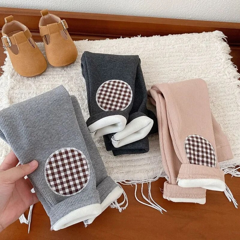 2023. gada ziema, bērnu meiteņu legingi 0–5 gadus veci mazuļi, elastīgi viduklis, flīss, biezs, silts virsdrēbes