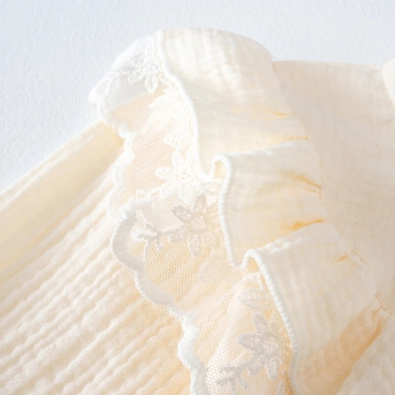 Volāni Jaundzimušā Bēbīte Meiteņu bikses Pavasaris Rudens Mock Kakls Kokvilnas Meiteņu marles Kombinezoni Apģērbi