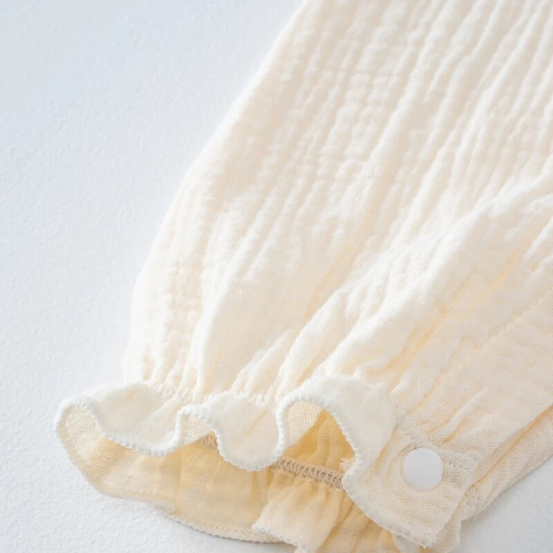 Volāni Jaundzimušā Bēbīte Meiteņu bikses Pavasaris Rudens Mock Kakls Kokvilnas Meiteņu marles Kombinezoni Apģērbi