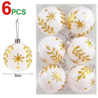 6 τεμ/κουτί Χριστουγεννιάτικες μπάλες στολίδια Χριστουγεννιάτικα μενταγιόν κρεμαστά στο σπίτι Διακόσμηση Χριστουγεννιάτικου πάρτι 2024 Navidad Natal Πρωτοχρονιάτικα δώρα