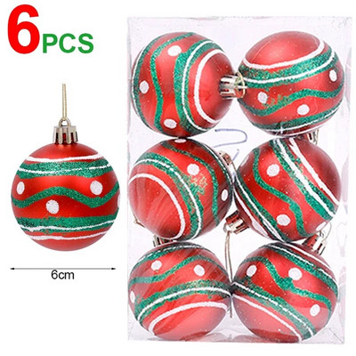 6 τεμ/κουτί Χριστουγεννιάτικες μπάλες στολίδια Χριστουγεννιάτικα μενταγιόν κρεμαστά στο σπίτι Διακόσμηση Χριστουγεννιάτικου πάρτι 2024 Navidad Natal Πρωτοχρονιάτικα δώρα