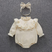 Βολάν Νεογέννητα κοριτσίστικα κορμάκια ολόσωμα ρούχα Άνοιξη Φθινόπωρο Mock Λαιμόκοψη Βαμβακερά κοριτσίστικα Onesies