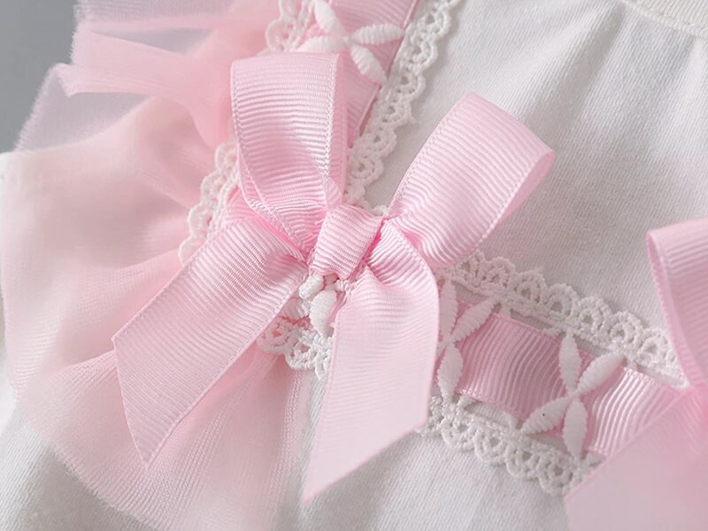 Vasaras mežģīņu bantīte jaundzimušo meiteņu bodiji balti kokvilnas kombinezoni viengabala apģērbi