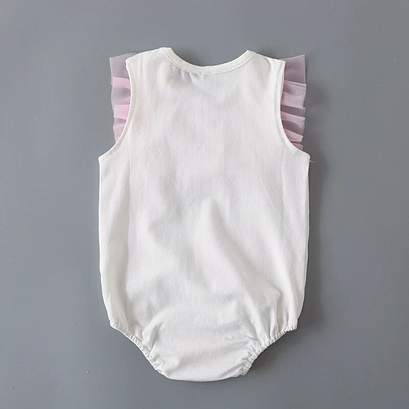 Vasaras mežģīņu bantīte jaundzimušo meiteņu bodiji balti kokvilnas kombinezoni viengabala apģērbi
