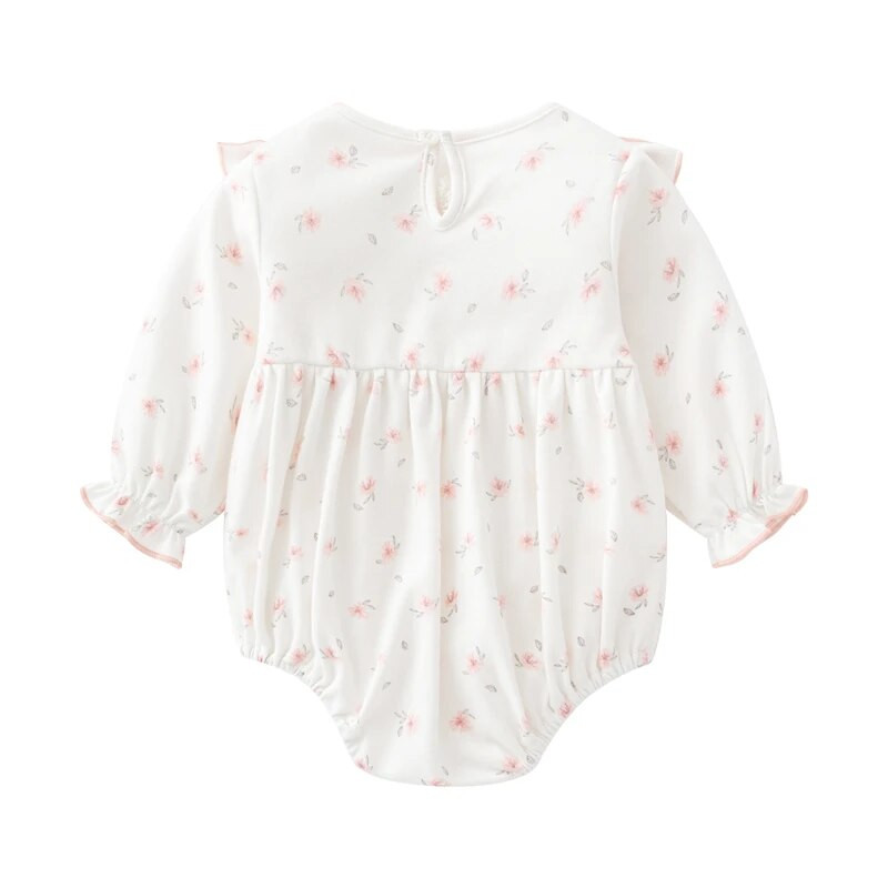 Ziedu apdruka Vasaras mazuļu meiteņu apģērbi, volāni ar garām piedurknēm, kokvilnas kombinezoni, komplekti, meiteņu bodiji + cepures