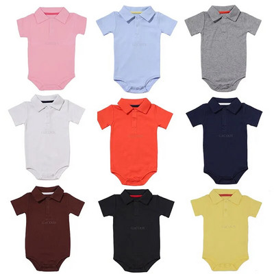 Rompers for Newborn Baby Cotton Bodysuit 0-2Y Summer One-piece Toddler Outfit Boy Short Sleeve Polo Collar Jumpsuit Baby Clothes