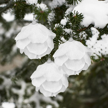 8cm Λευκή Χριστουγεννιάτικη Μπάλα Χριστουγεννιάτικο Δέντρο Στολίδι Χριστουγεννιάτικα Διακοσμητικά για το Σπίτι 2023 Πρωτοχρονιάτικο Δέντρο Διακοσμητικές Μπάλες από αφρό 3ΤΜ/Κουτί