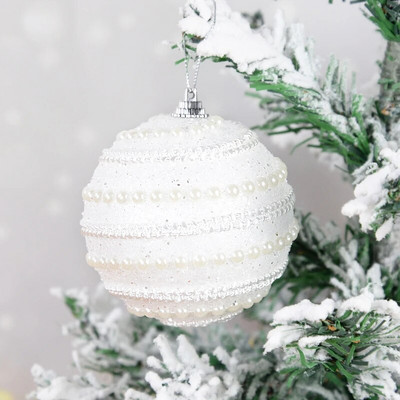8 cm balta Ziemassvētku bumba Ziemassvētku eglītes rotājumi Ziemassvētku rotājumi mājām 2023. gada Jaungada eglītes dekoratīvās putuplasta bumbas, 3 gab./kaste