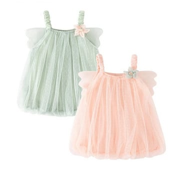 Φόρεμα Summer Toddler Wings Flowers Διχτυωτό φόρεμα για Princess Baby Girls φορέματα