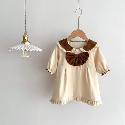 MILANCEL jauns rudens drēbju komplekts mazuļiem, jauks puķains bodijs, bantīte, kleita, meiteņu virsdrēbes