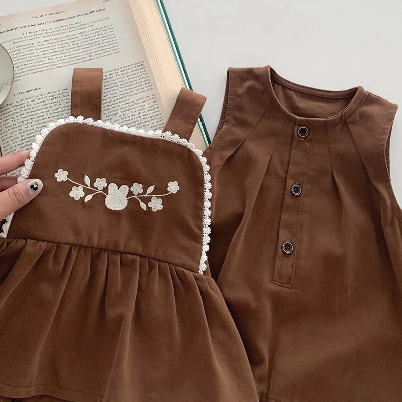 MILANCEL jauns rudens drēbju komplekts mazuļiem, jauks puķains bodijs, bantīte, kleita, meiteņu virsdrēbes