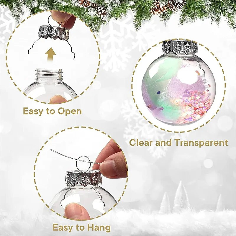 Átlátszó karácsonyi labda műanyag tölthető csecsebecse karácsonyfára függő dísz medál Házasság karácsony gyerekeknek ajándék ajándék doboz dekoráció