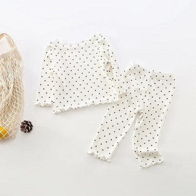 MILANCEL Βρεφικά Ρούχα Dot Πυτζάμες Δαντελένια Τελ και παντελόνι 2τμχ Κοστούμι Newbron Βαμβακερά Βρεφικά Σετ