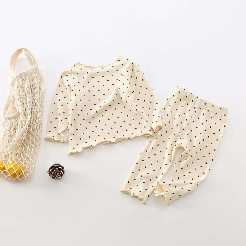 MILANCEL Βρεφικά Ρούχα Dot Πυτζάμες Δαντελένια Τελ και παντελόνι 2τμχ Κοστούμι Newbron Βαμβακερά Βρεφικά Σετ