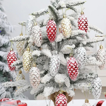 5 ΤΕΜ. Χριστουγεννιάτικες ζωγραφισμένες μπάλες πεύκου Χαρούμενες διακοσμήσεις για χριστουγεννιάτικο δέντρο για κρεμαστά μενταγιόν από πεύκο στο σπίτι Χριστουγεννιάτικα στολίδια Navidad Natal