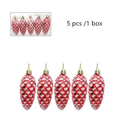 5GAB Ziemassvētku krāsotas priedes bumbas Priecīgus Ziemassvētku eglīšu rotājumi mājām Priedes piekaramie kuloni Ziemassvētku rotājumi Navidad Natal